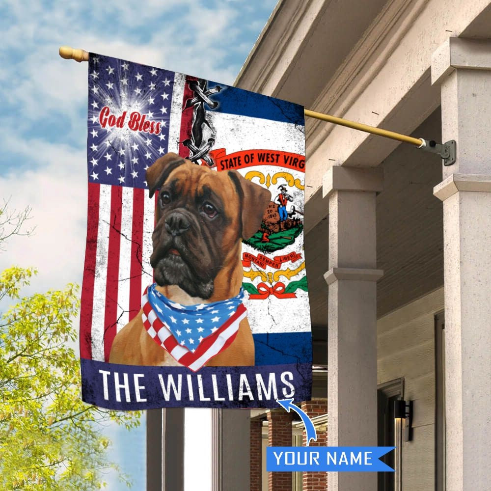 Personalized Dog Flags, West Virginia Boxer Dog God Bless House Flag, Garden Flags Dogs, Dog House Flags