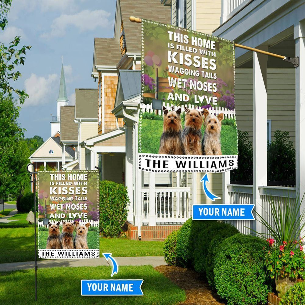 Personalized Dog Flags, Yorkshire Terrier This Home Is Filled With Kisses Dog Garden Flags, Garden Flags Dogs, Dog House Flags