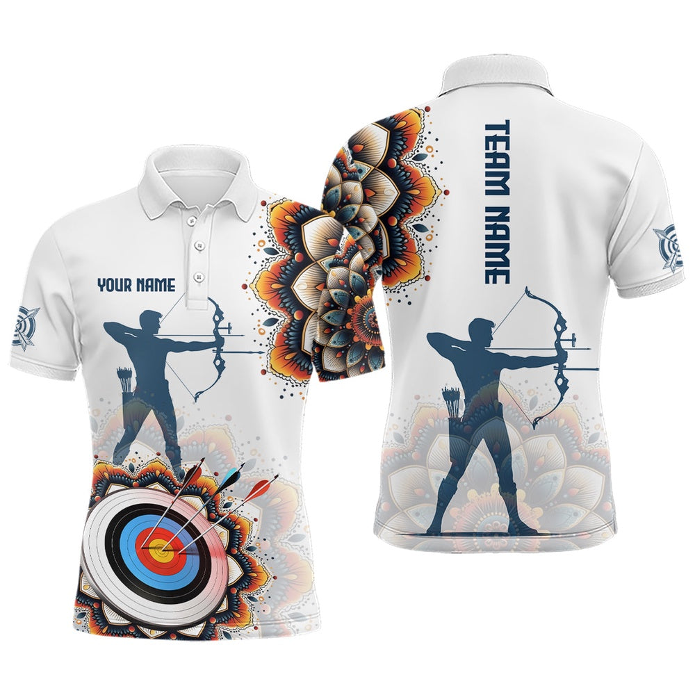 Personalized Mandala Flower Archery Target Custom Men Archery Polo Shirts, Archery Jerseys YYD, Archery Team Shirts, Custom Archery Shirts