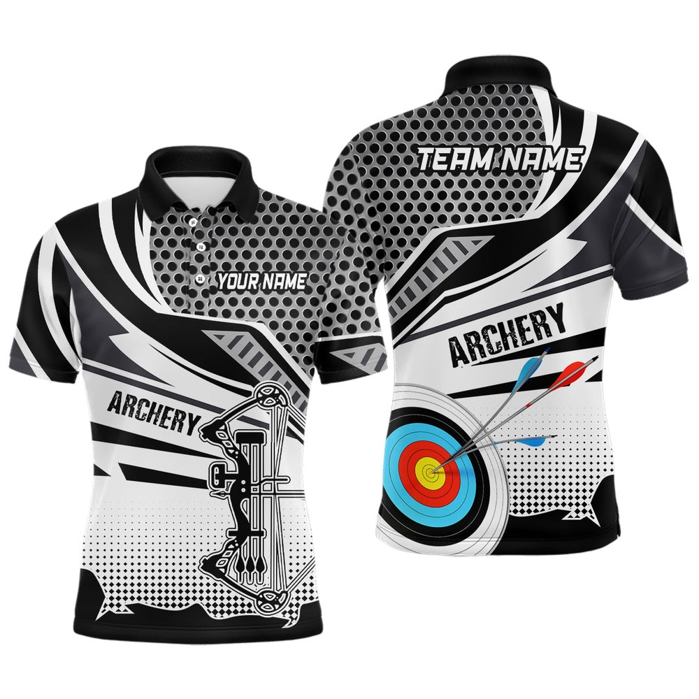 Personalized Modern Compound Bow And Arrow Archery Polo Shirts For Men, Target Archery Shirts, Archery Team Shirts, Custom Archery Shirts