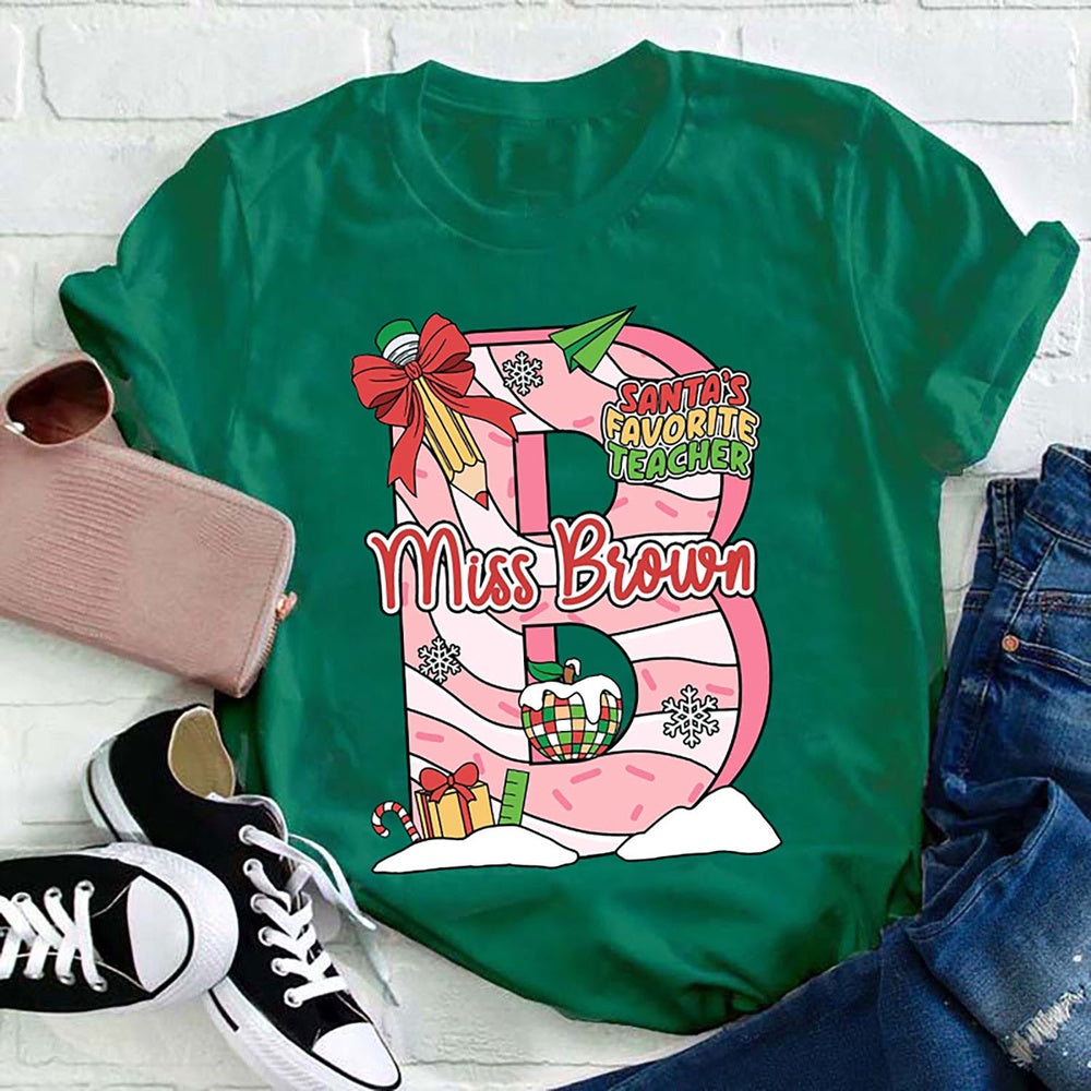 Personalized Name Santa's Favorite T Shirt, Merry T Shirt, Unisex Christmas Shirts
