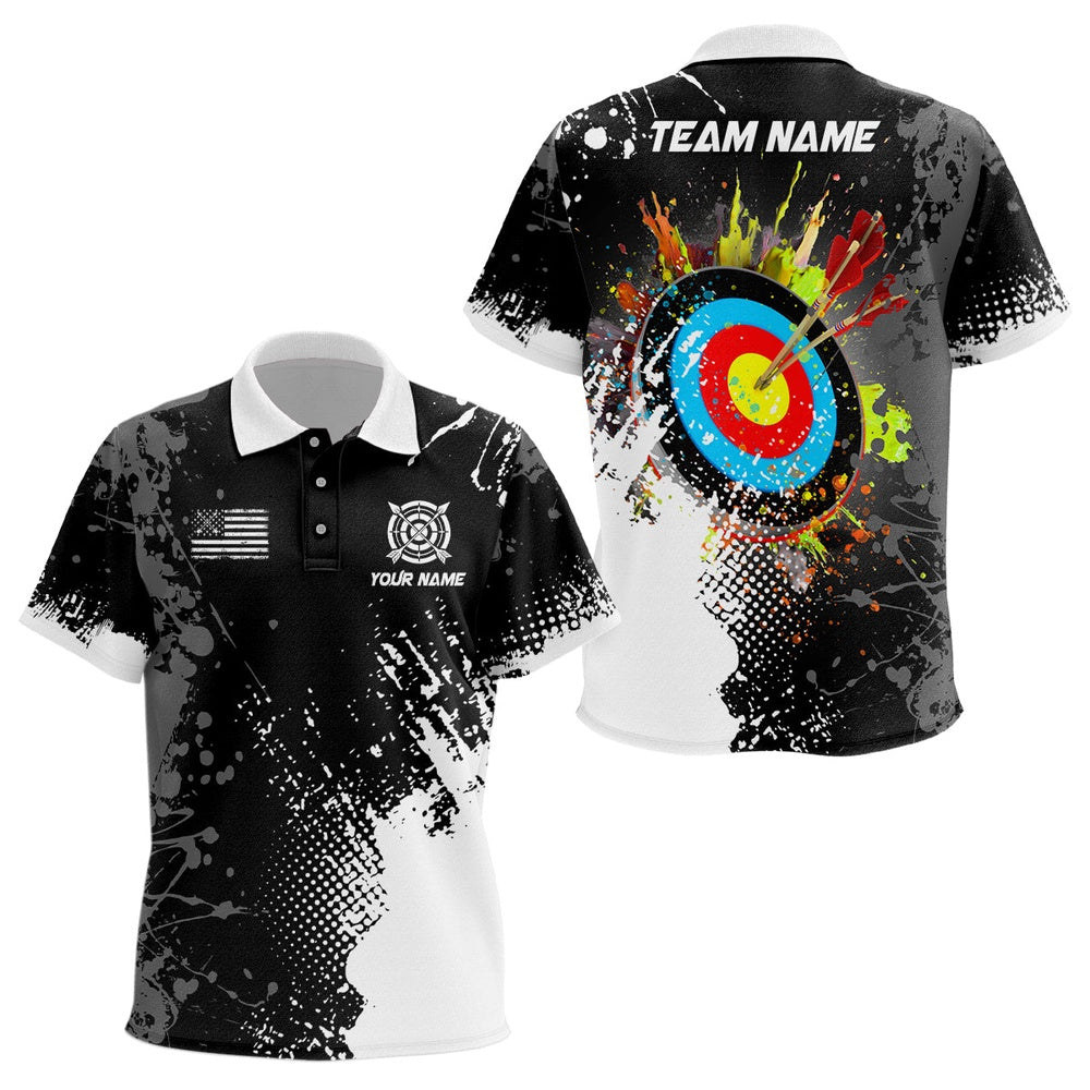 Personalized Paint White Target Archery Polo Shirts, Archery Jerseys Attires, Archery Team Shirts, Custom Archery Shirts
