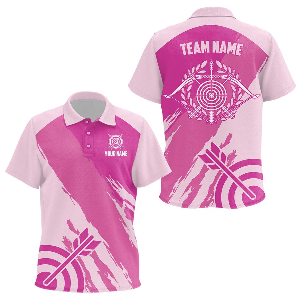 Personalized Pink Jerseys Archery Polo Shirts Custom Archery Target Shirts, Archery Jerseys, Archery Team Shirts, Custom Archery Shirts