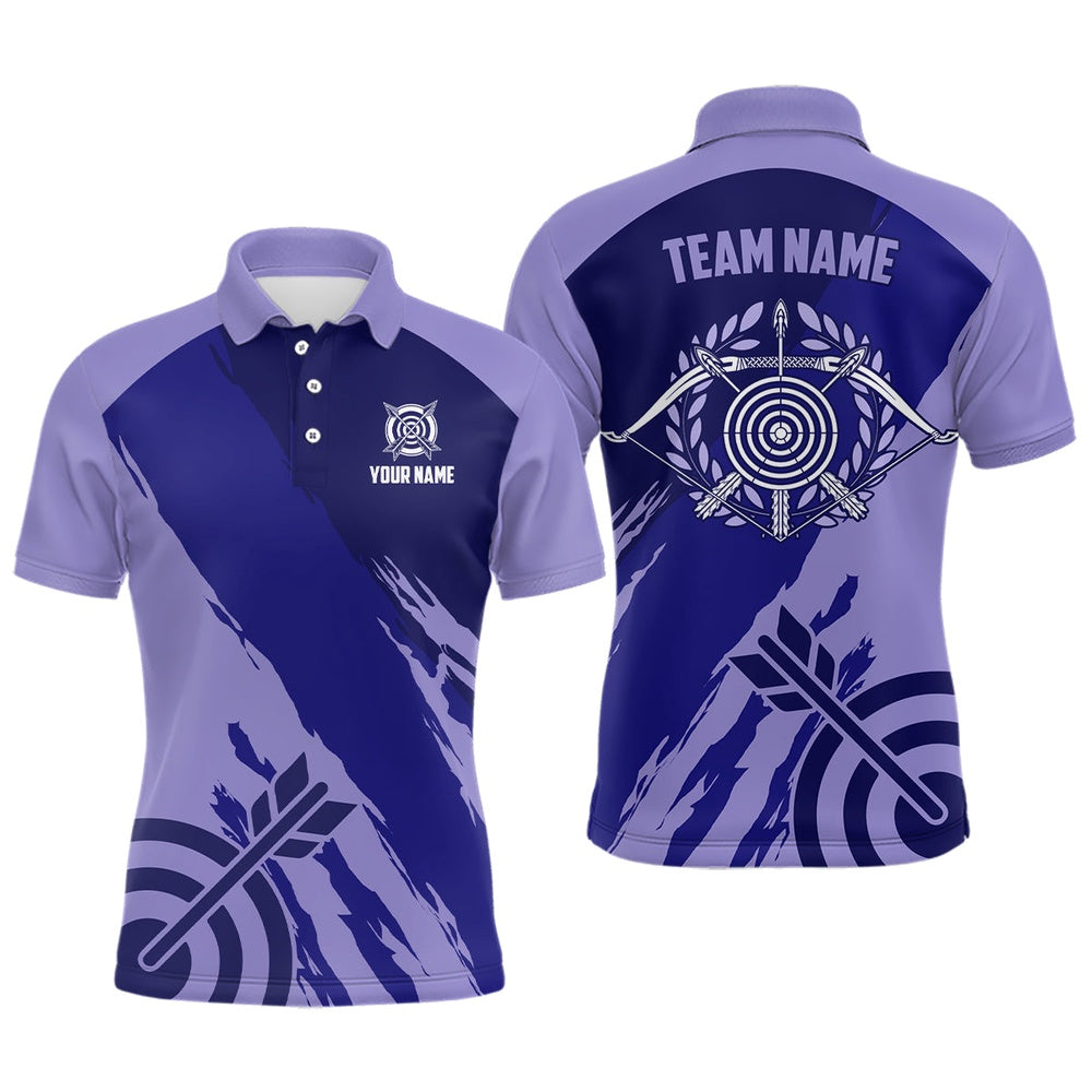 Personalized Purple Jerseys Archery Men Polo Shirts Custom Archery Target Shirts, Archery Jerseys, Archery Team Shirts, Custom Archery Shirts