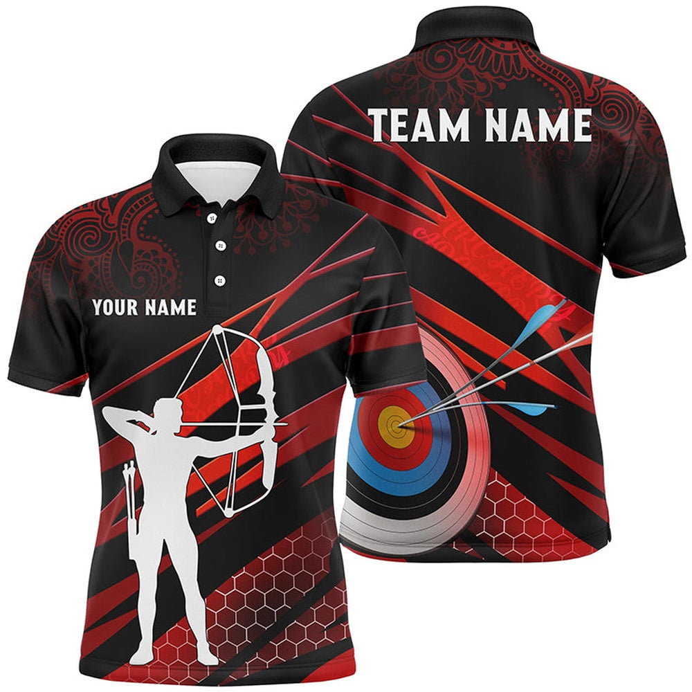 Personalized Silhouette Archer Target Archery Polo Shirts For Men, Custom Archery Team Shirts, Archery Team Shirts, Custom Archery Shirts