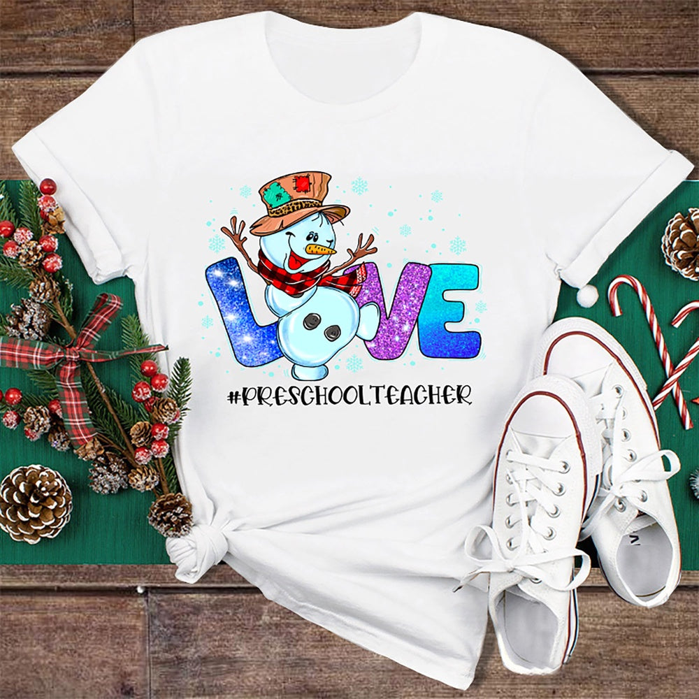 Personalized Snowman Love Shining Christmas T Shirt, Merry T Shirt, Unisex Christmas Shirts
