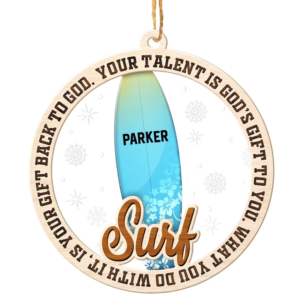 Personalized Surfing Christmas Ornament, Sports Christmas Ornament, Christmas Tree Ornaments