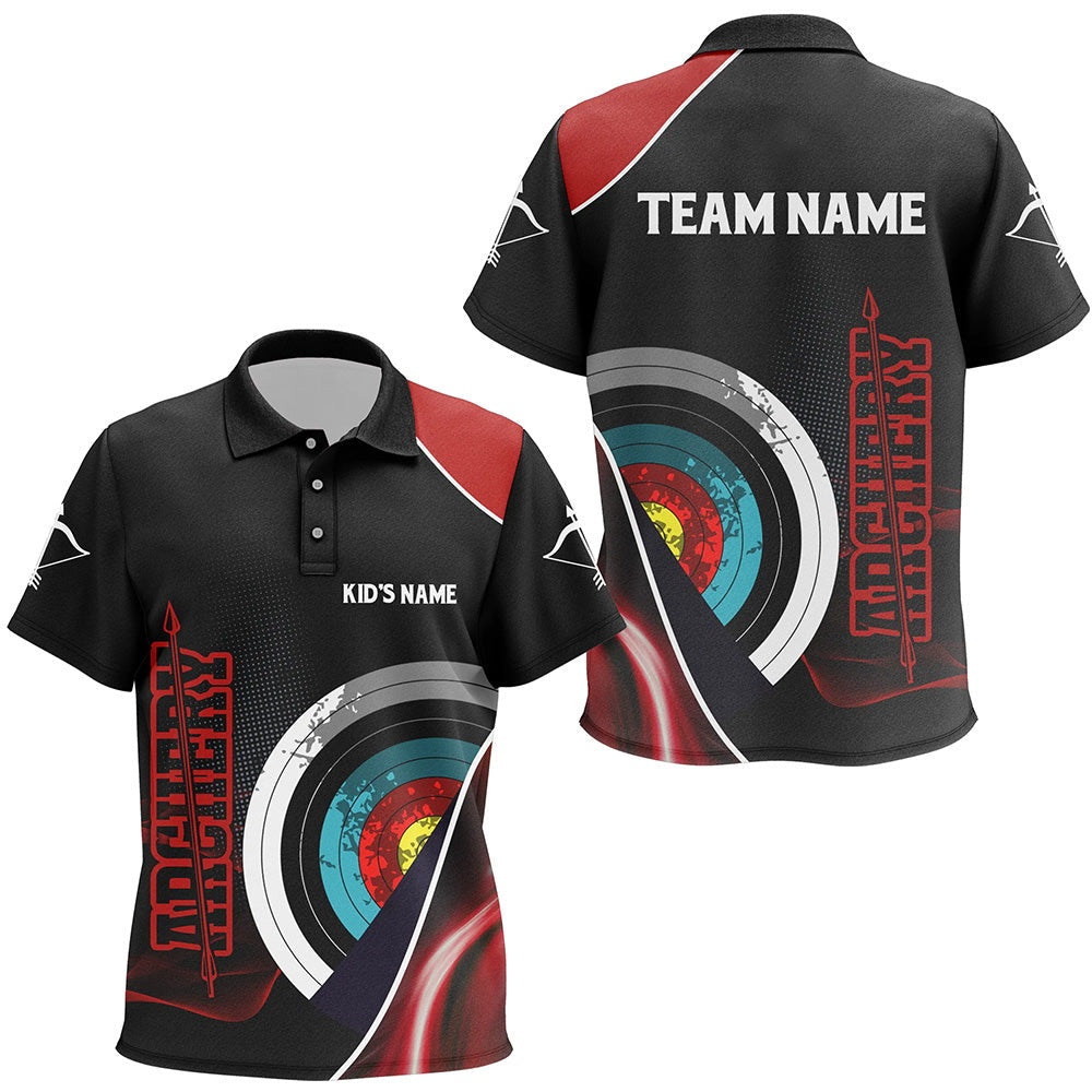 Personalized Targets Archery Polo Shirts, Custom Red Black Arrows Archery Team Shirts, Archery Team Shirts, Custom Archery Shirts