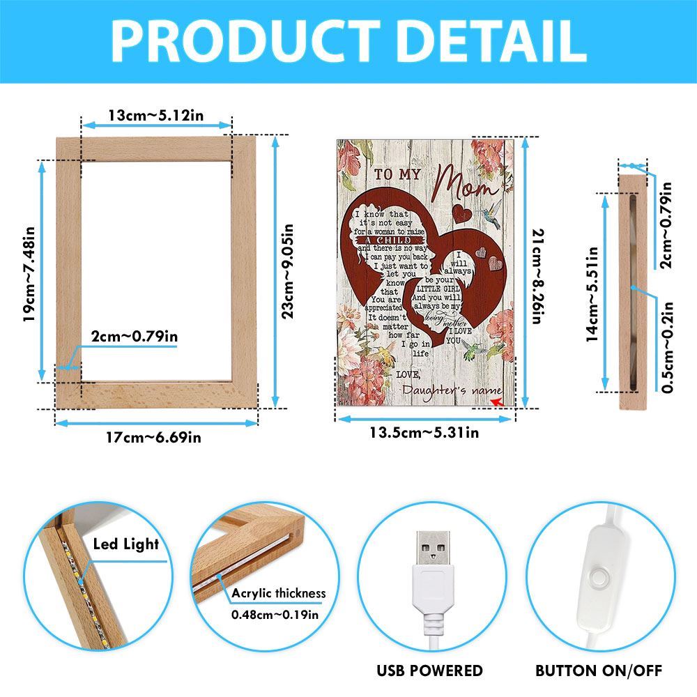 Personalized To My Mom I Know It's Not Easy To Raise A Child Mother's Day Frame Lamp, Mother's Day Night Light, Best Mom Ever, Gift For Mom