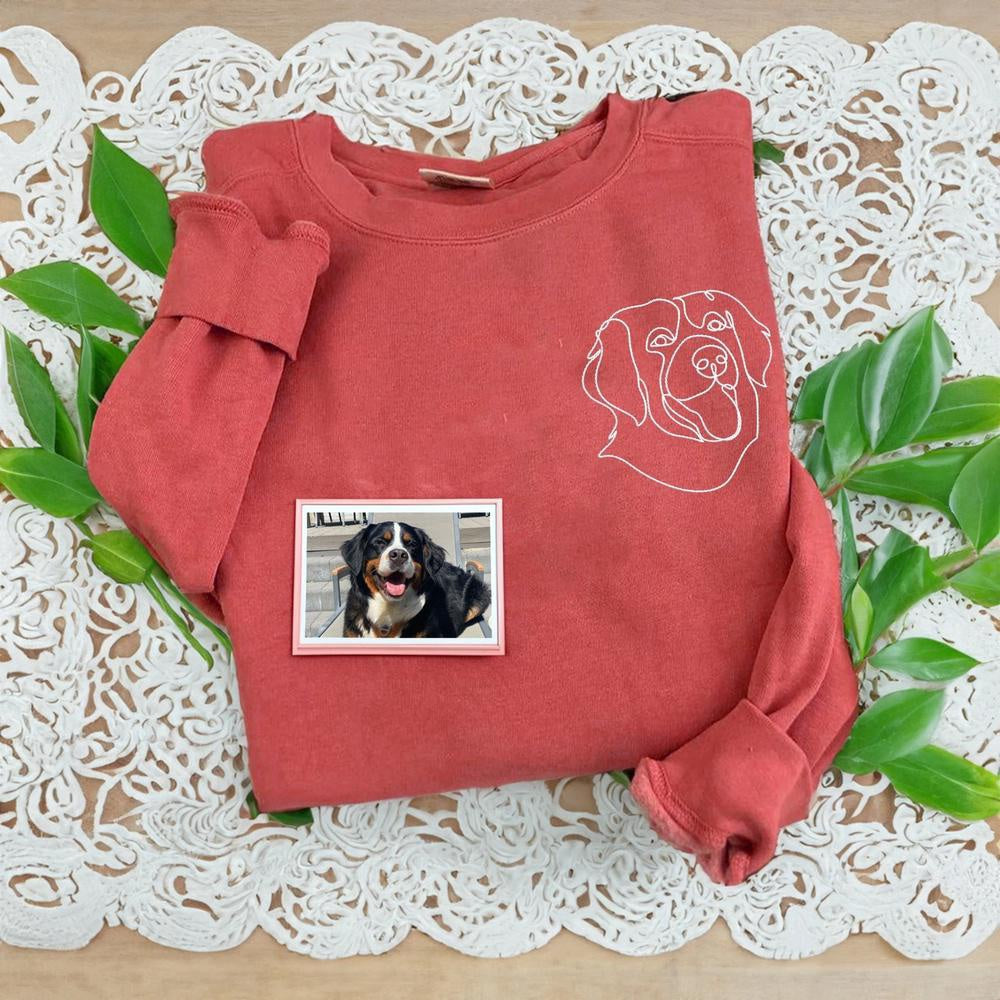 Photo Embroidered Sweatshirt, Custom Embroidered Dog Dad From Photo 4 Sweatshirt, Christmas Gift