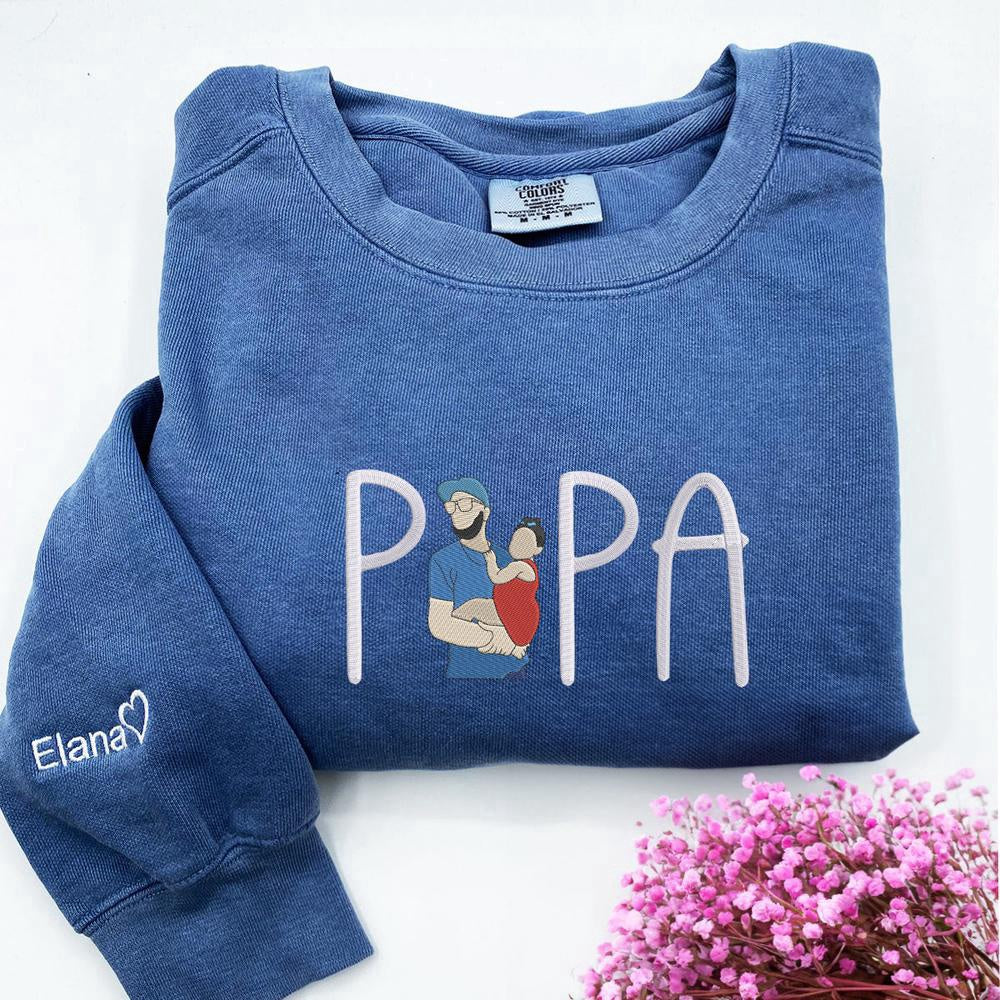 Photo Embroidered Sweatshirt, Custom Embroidered Papi Portrait From Photo 2 Sweatshirt, Christmas Gift