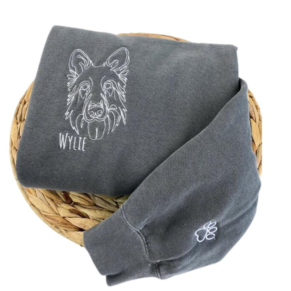 Photo Embroidered Sweatshirt, Custom Embroidered Pet Outline 3 Sweatshirt From Photo, Christmas Gift