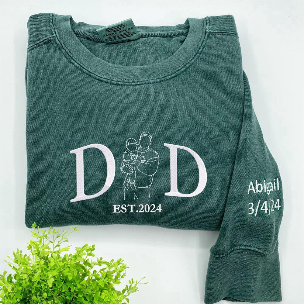 Photo Embroidered Sweatshirt, Custom Embroidered Photo Cool Dad Sweatshirt, Christmas Gift