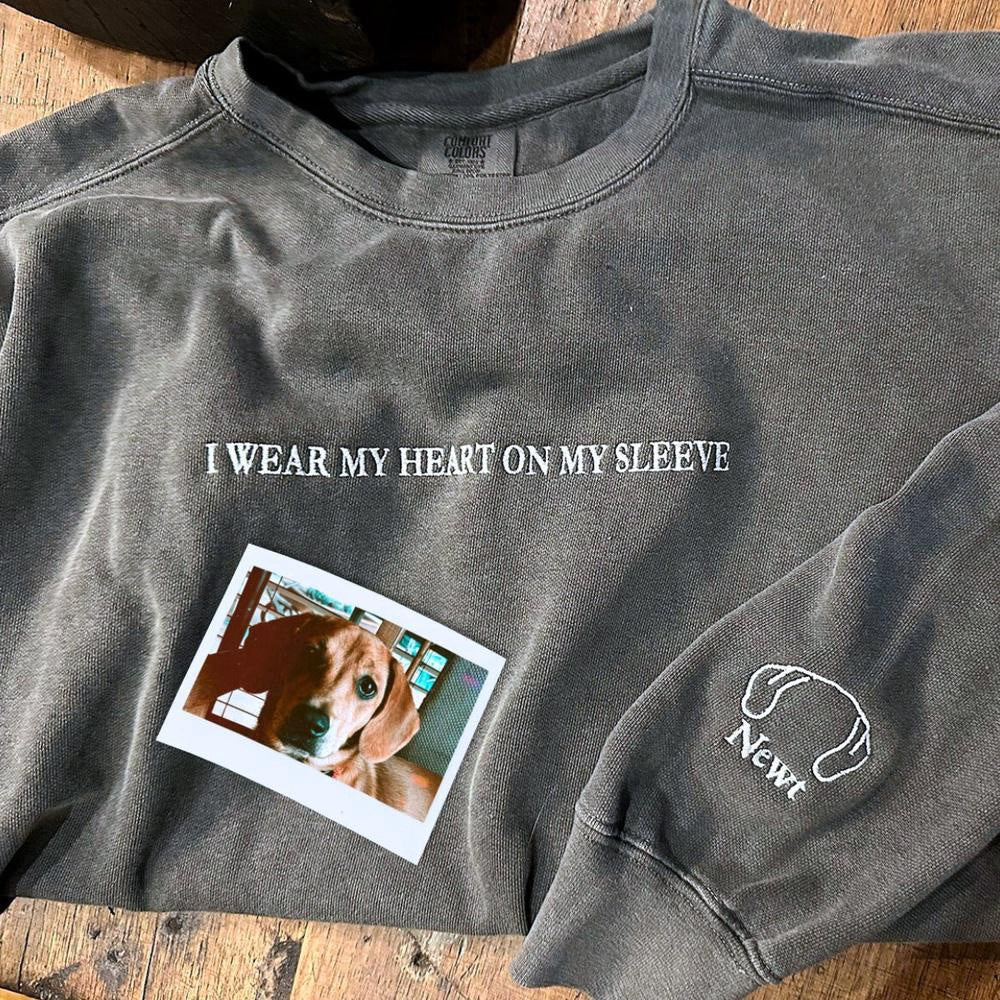 Photo Embroidered Sweatshirt, In My Dog Mom Era Sweatshirt With Custom Embroidered Dog Ear, Christmas Gift