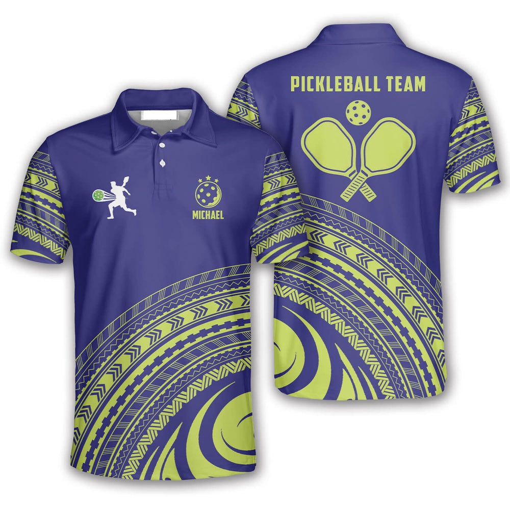 Pickleball Polo Shirts, Chartreuse Green Sporty Pickleball Polo Shirts