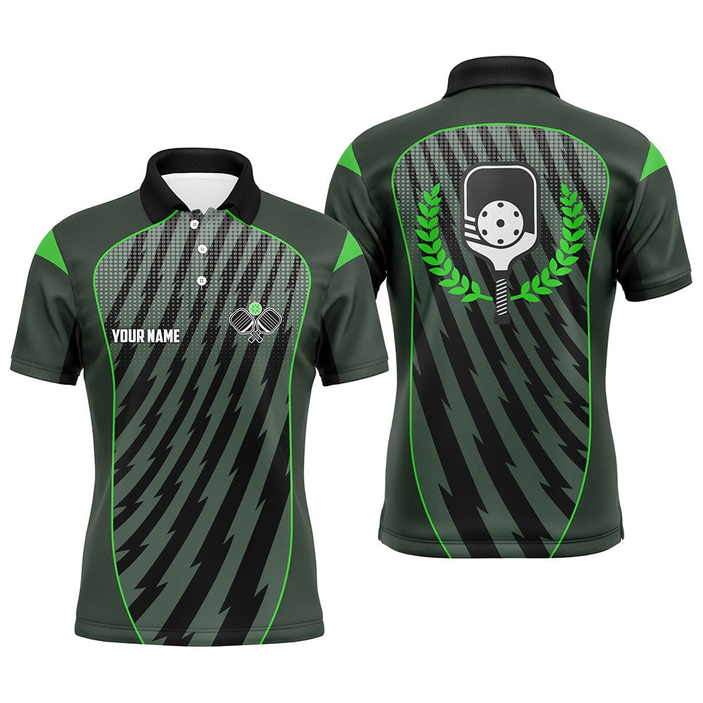 Pickleball Polo Shirts, Custom Green Pickleball Jerseys Outdoor Pickleball Men Polo Shirts Pickleball Ball And Paddles