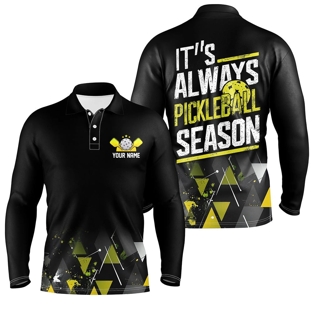 Pickleball Polo Shirts, It'S Always Pickleball Season Men'S Pickleball Outfits Custom Pickleball Team Uniform Yellow