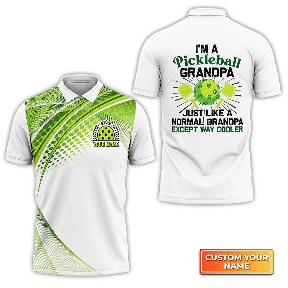 Pickleball Polo Shirts, Pickleball Grandpa Like Normal Grandpa Personalized Name 3D Polo Shirt