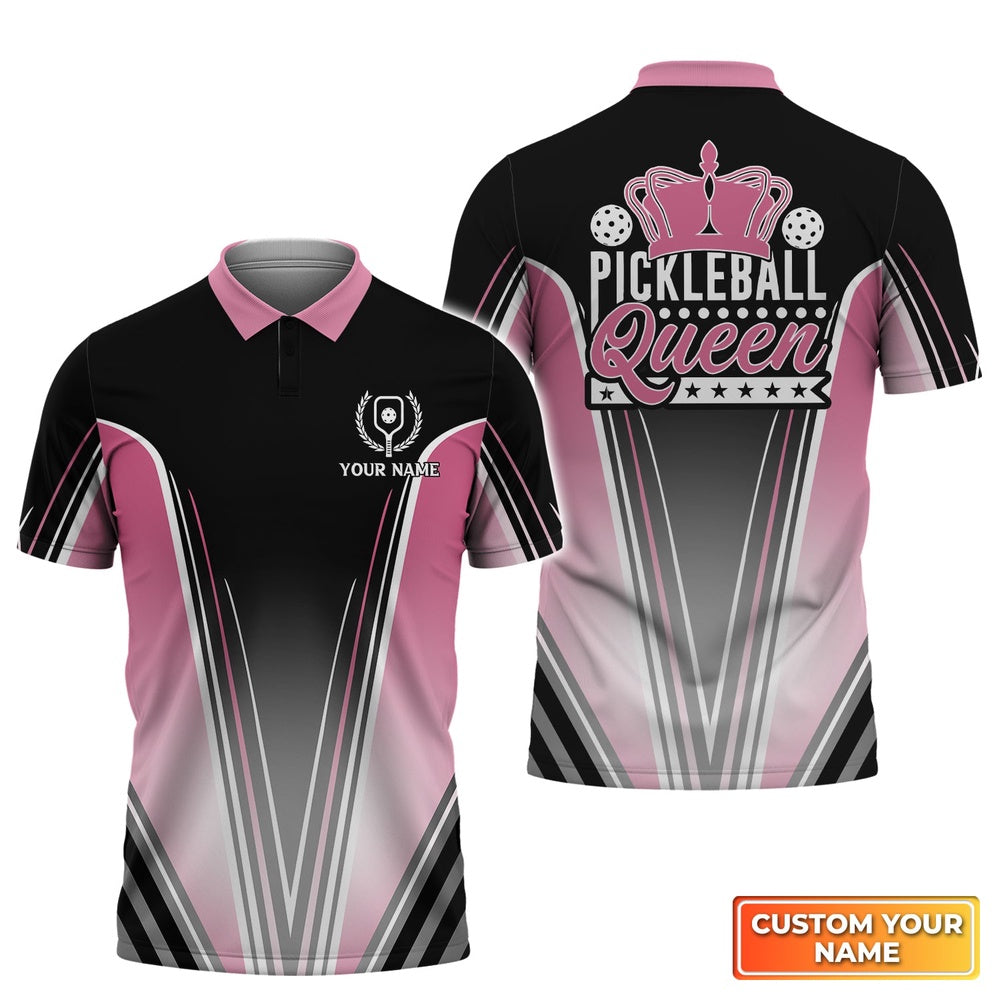 Pickleball Polo Shirts, Pickleball Queen Personalized Name 3D Polo Shirt