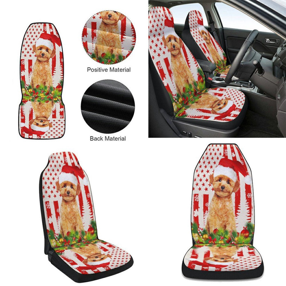 Poodle Christmas Cars Seat Cover, Christmas Car Seat Covers, Car Decor Gift
