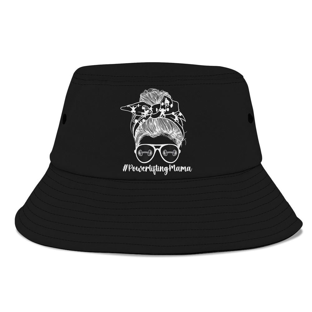Powerlifting Mama Messy Bun Powerlifting Mom Powerlifter Mom Bucket Hat, Mother's Day Bucker Hat, Mother's Day Gift, Women's Sun Hats