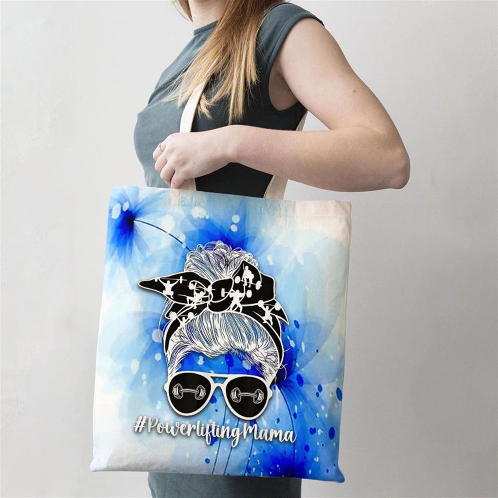 Powerlifting Mama Messy Bun Powerlifting Mom Powerlifter Mom Tote Bag, Women Tote Bag, Canvas Tote Bag, Printed Tote Bag