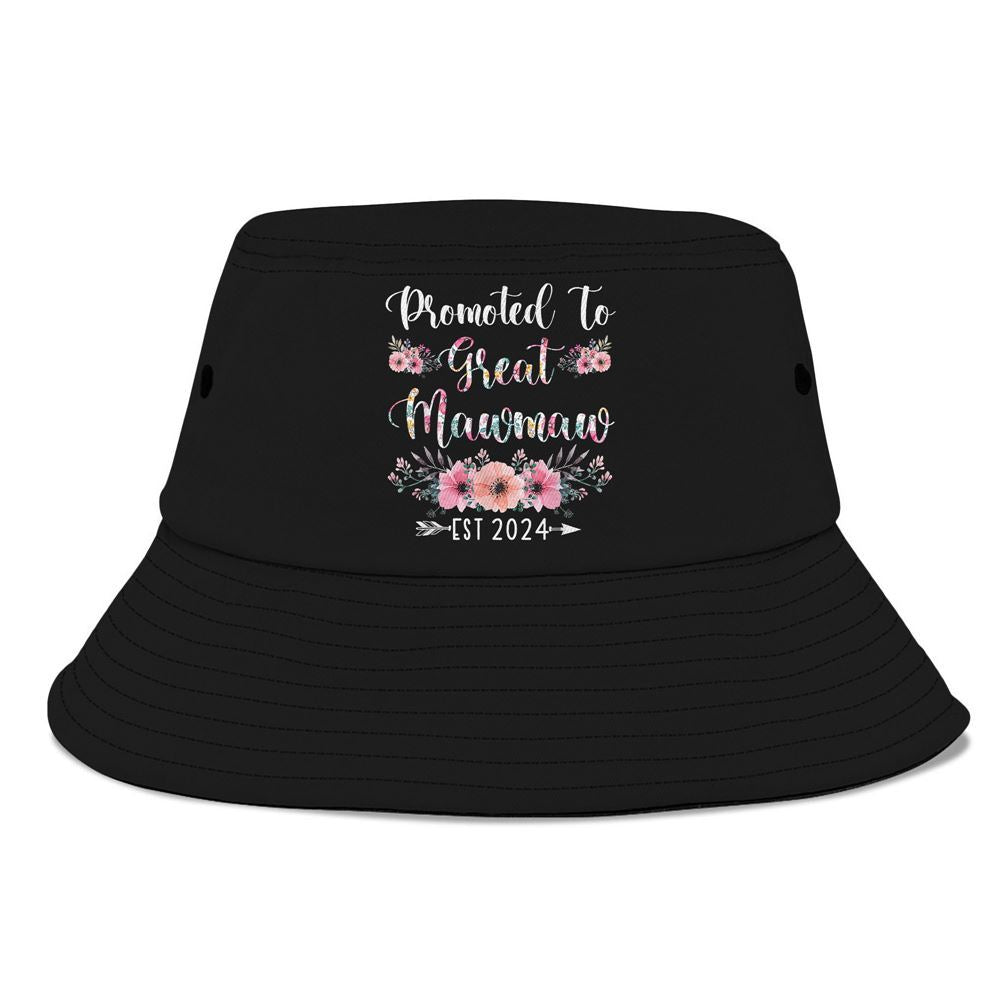 Promoted To Great Mawmaw Est 2024 Flower Bucket Hat, Mother's Day Bucker Hat, Mother's Day Gift, Women's Sun Hats