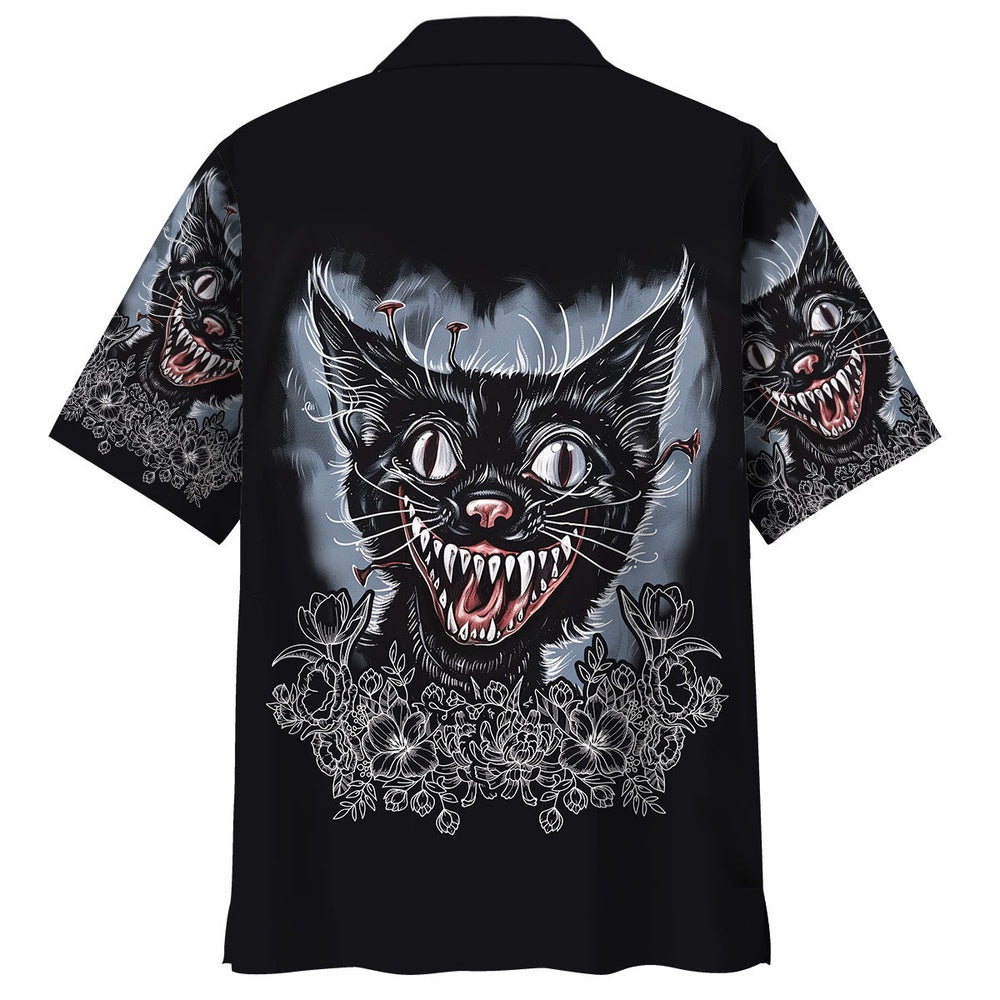 Psycho Black Cat Hawaiian Shirt, Cat Hawaiian Shirt, Funny Hawaiian Shirts
