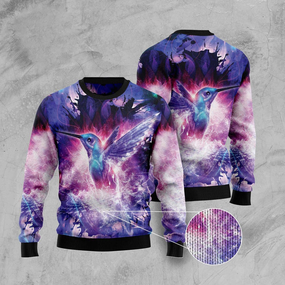 Purple Hummingbird Ugly Christmas Sweater, Funny Xmas Sweater, Sweater Xmas