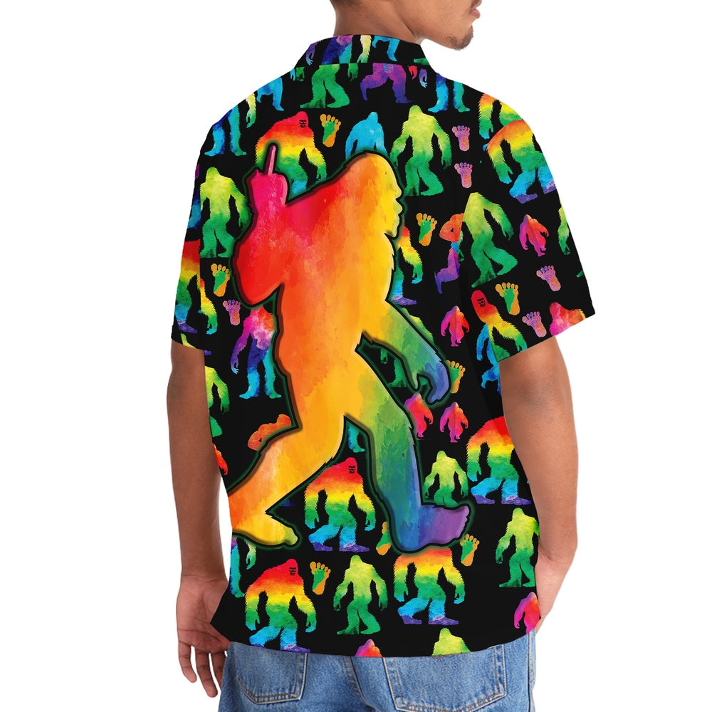 Rainbow Bigfoot Party Hawaiian Shirt, Funny Hawaiian Shirt, Cool Hawaiian Shirts, Best Hawaiian Shirts