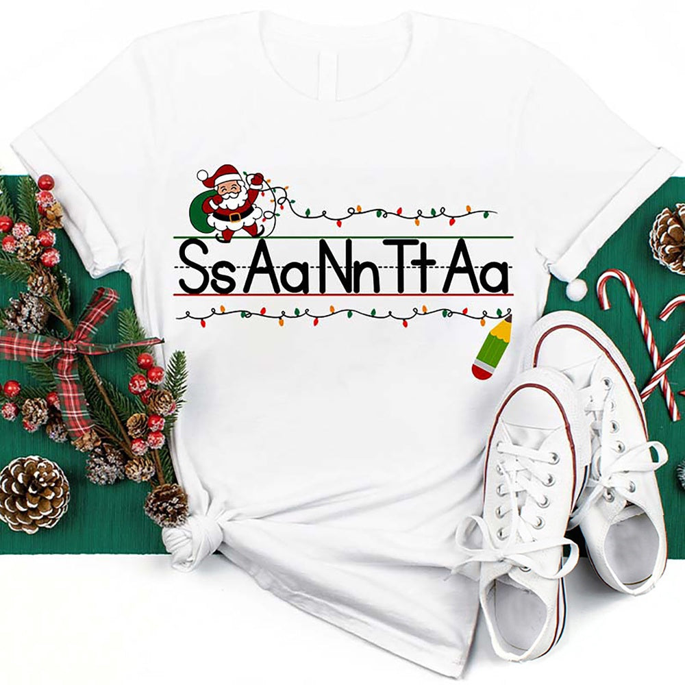 Read After Me S A N T A T Shirt, Merry T Shirt, Unisex Christmas Shirts