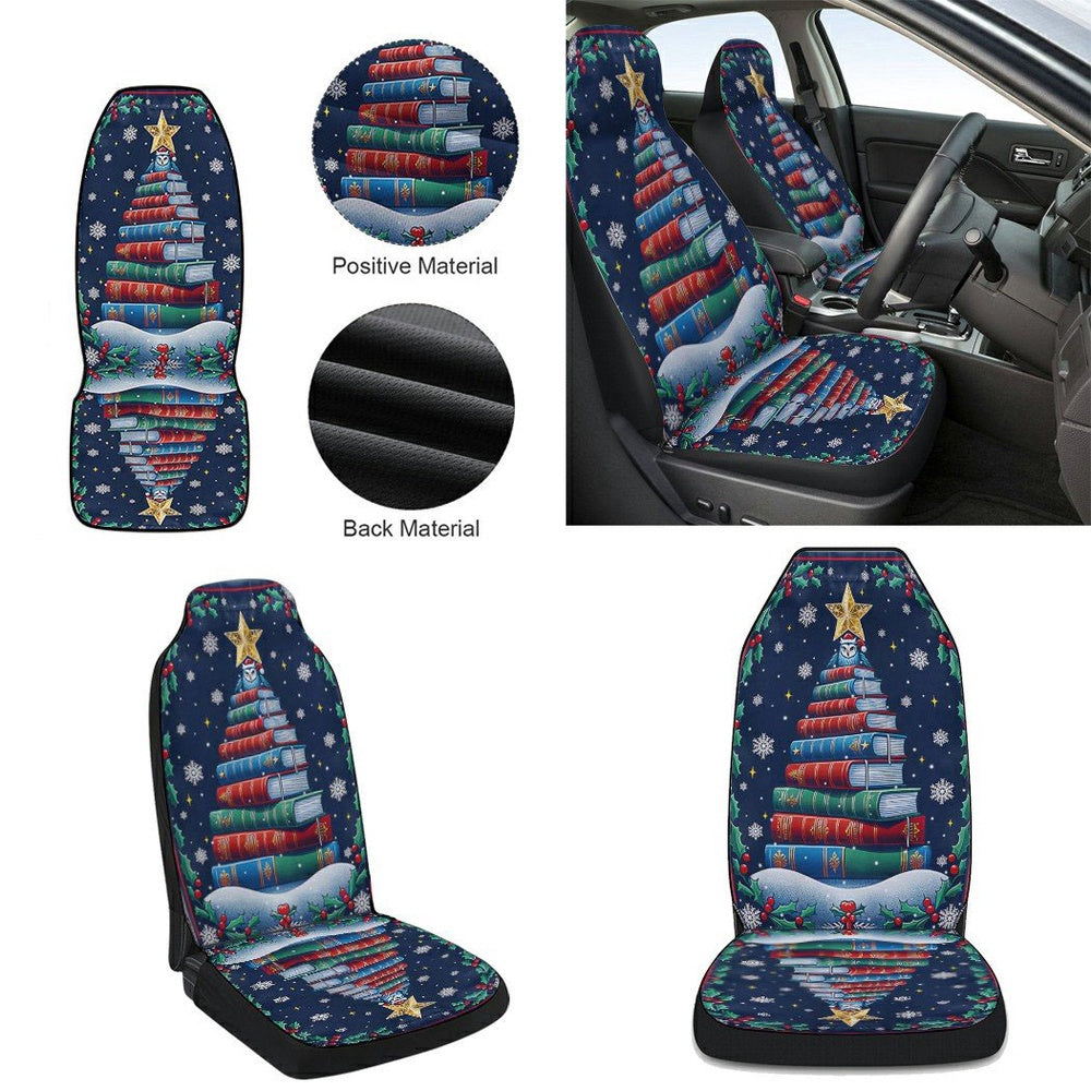 Read Book And Be Merry Christmas Cars Seat Cover, Christmas Car Seat Covers, Car Decor Gift