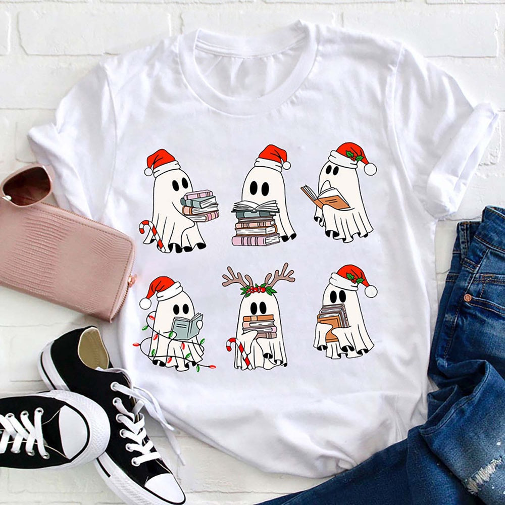 Reading Ghost Merry Christmas T Shirt, Merry T Shirt, Unisex Christmas Shirts
