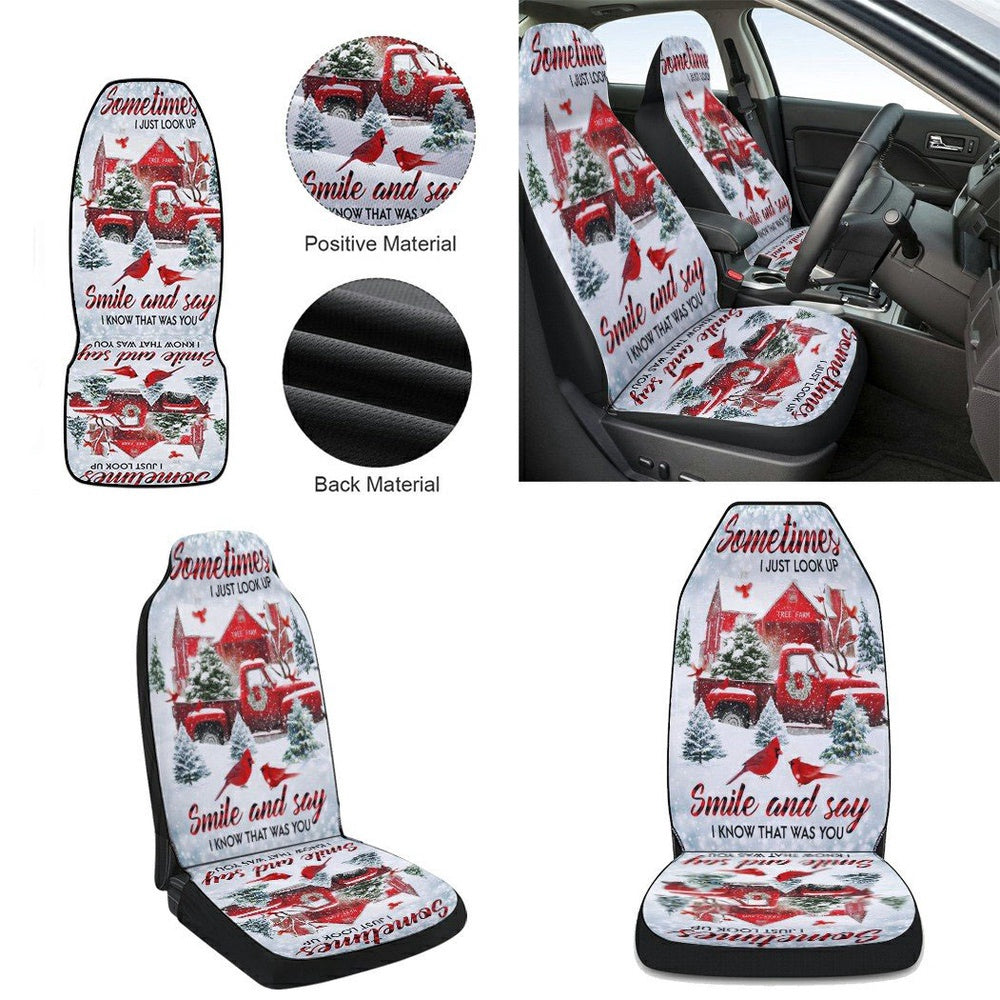Red Cardinal Winter Snow Christmas Cars Seat Cover, Christmas Car Seat Covers, Car Decor Gift