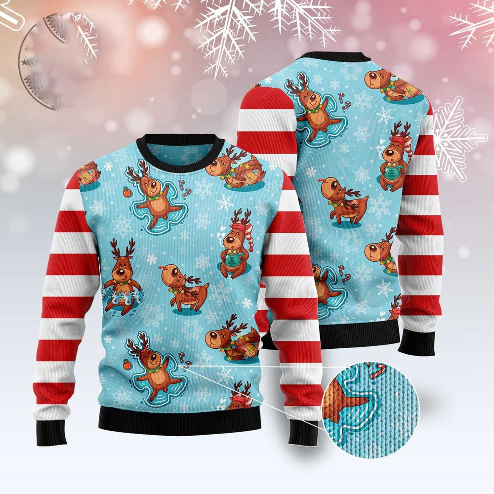 Reindeer Cute Ugly Christmas Sweater, Funny Xmas Sweater, Sweater Xmas