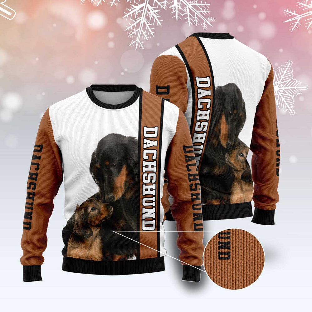 Rescued Dachshund Ugly Christmas Sweater, Funny Xmas Sweater, Sweater Xmas