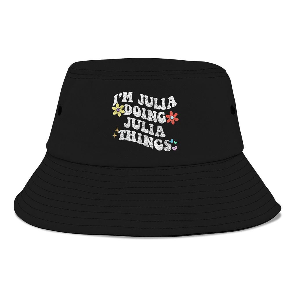 Retro Groovy Im Julia Doing Julia Things Funny Bucket Hat, Mother's Day Bucker Hat, Mother's Day Gift, Women's Sun Hats