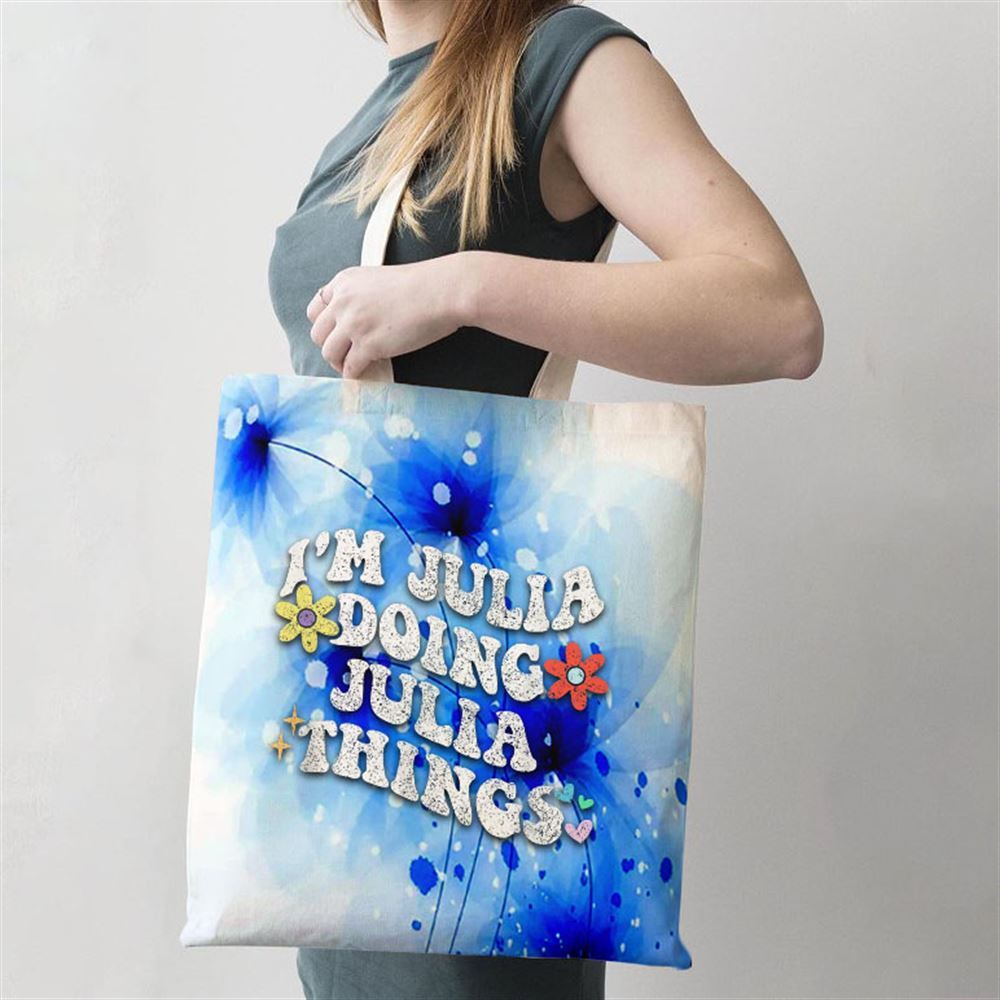 Retro Groovy Im Julia Doing Julia Things Funny Mothers Day Tote Bag, Women Tote Bag, Canvas Tote Bag, Printed Tote Bag