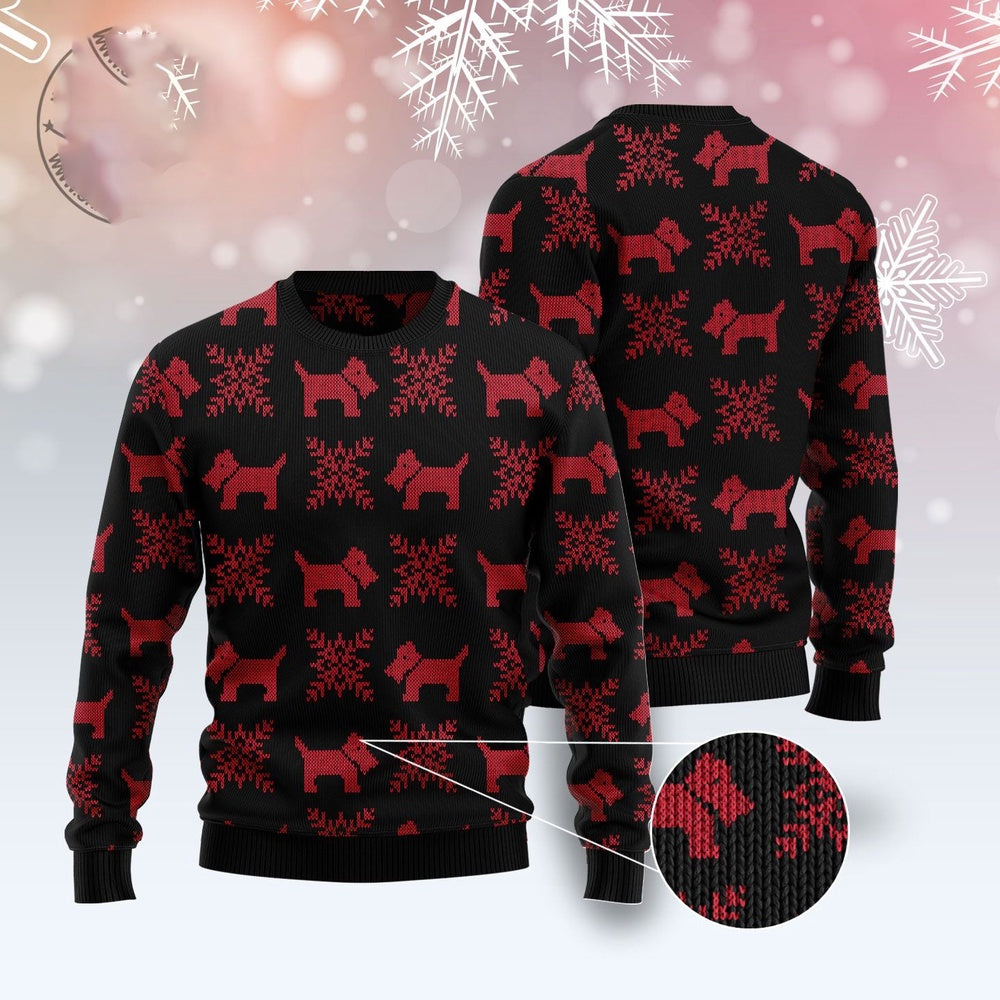 Scottish Terrier Christmas Pattern Ugly Christmas Sweater, Funny Xmas Sweater, Sweater Xmas