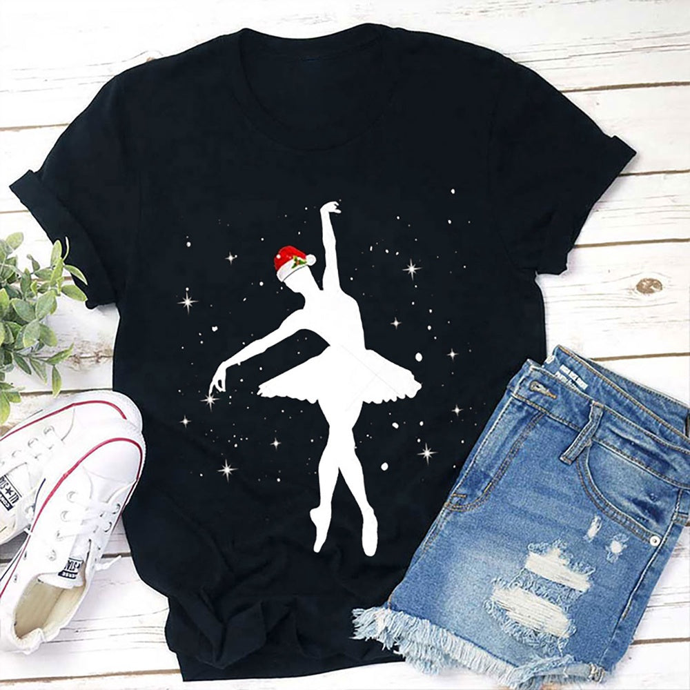 Shiny Ballet Dancer Christmas T Shirt, Merry T Shirt, Unisex Christmas Shirts