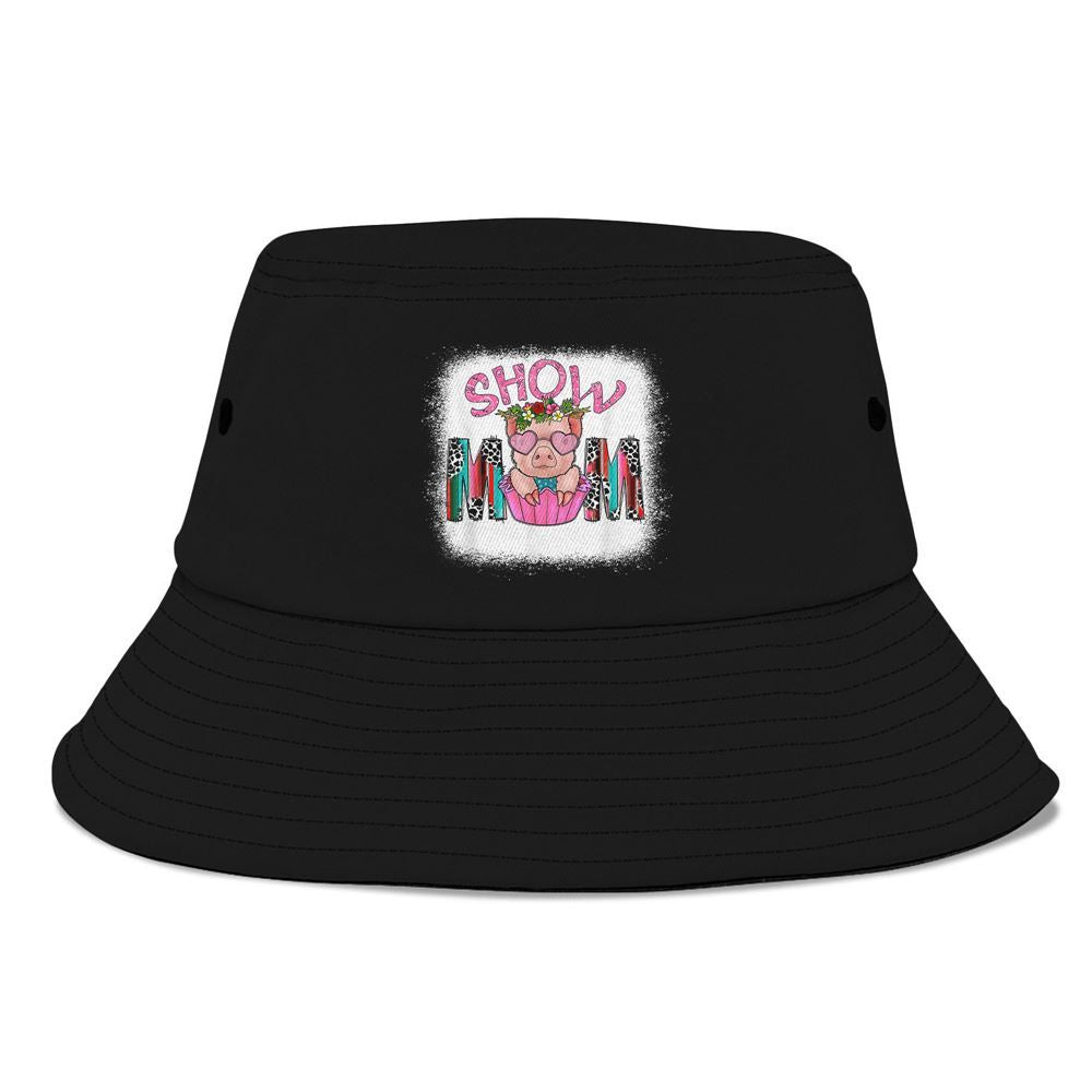 Show Mom Pig Print Leopard For Pig Lovers Bucket Hat, Mother's Day Bucker Hat, Mother's Day Gift, Women's Sun Hats