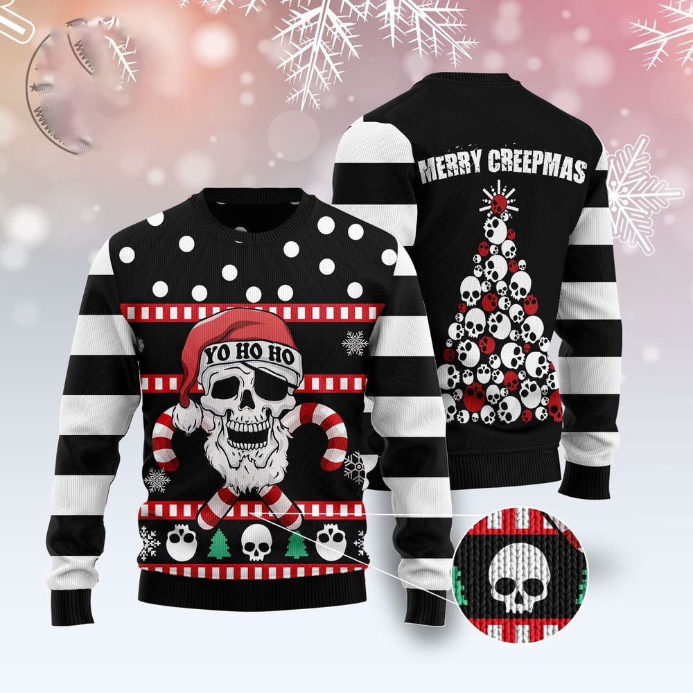 Skull Creepmas Ugly Christmas Sweater, Funny Xmas Sweater, Sweater Xmas