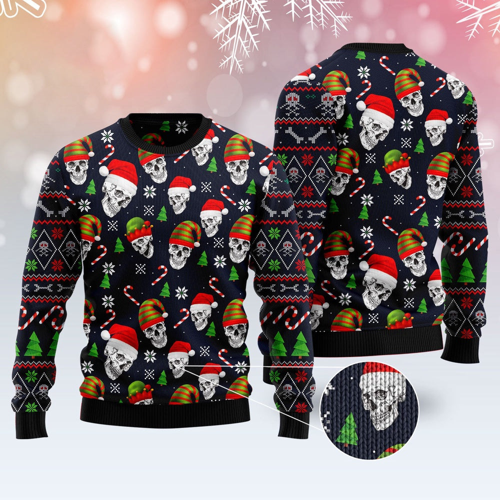Skull Face Ugly Christmas Sweater, Funny Xmas Sweater, Sweater Xmas