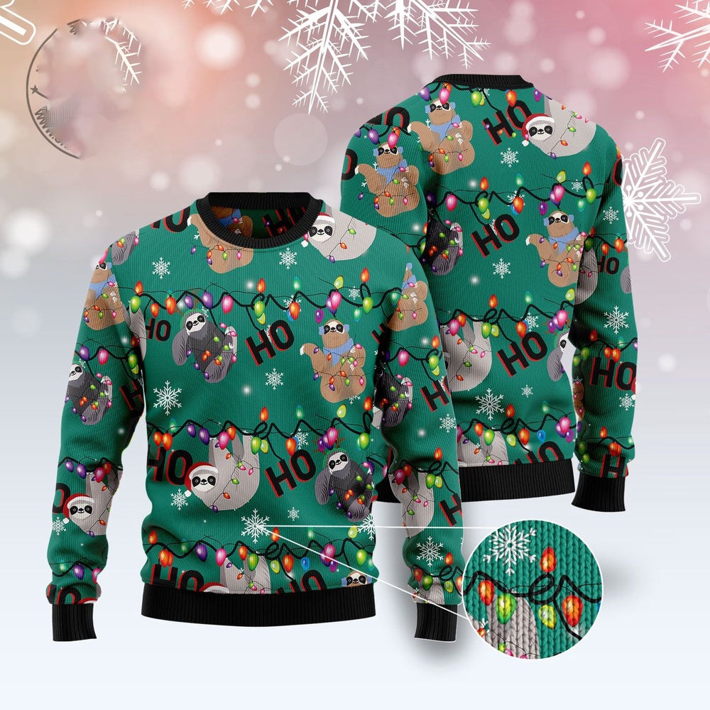 Sloth Hohoho Ugly Christmas Sweater, Funny Xmas Sweater, Sweater Xmas