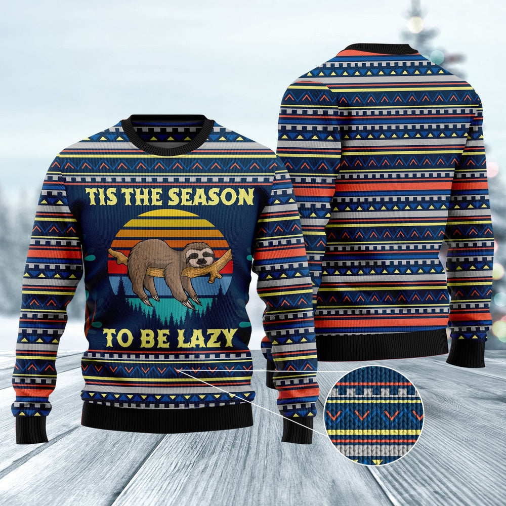 Sloth Tis The Season Ugly Christmas Sweater, Funny Xmas Sweater, Sweater Xmas