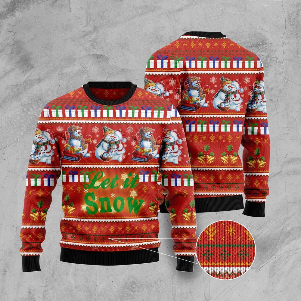 Snowman Let It Snow Ugly Christmas Sweater, Funny Xmas Sweater, Sweater Xmas