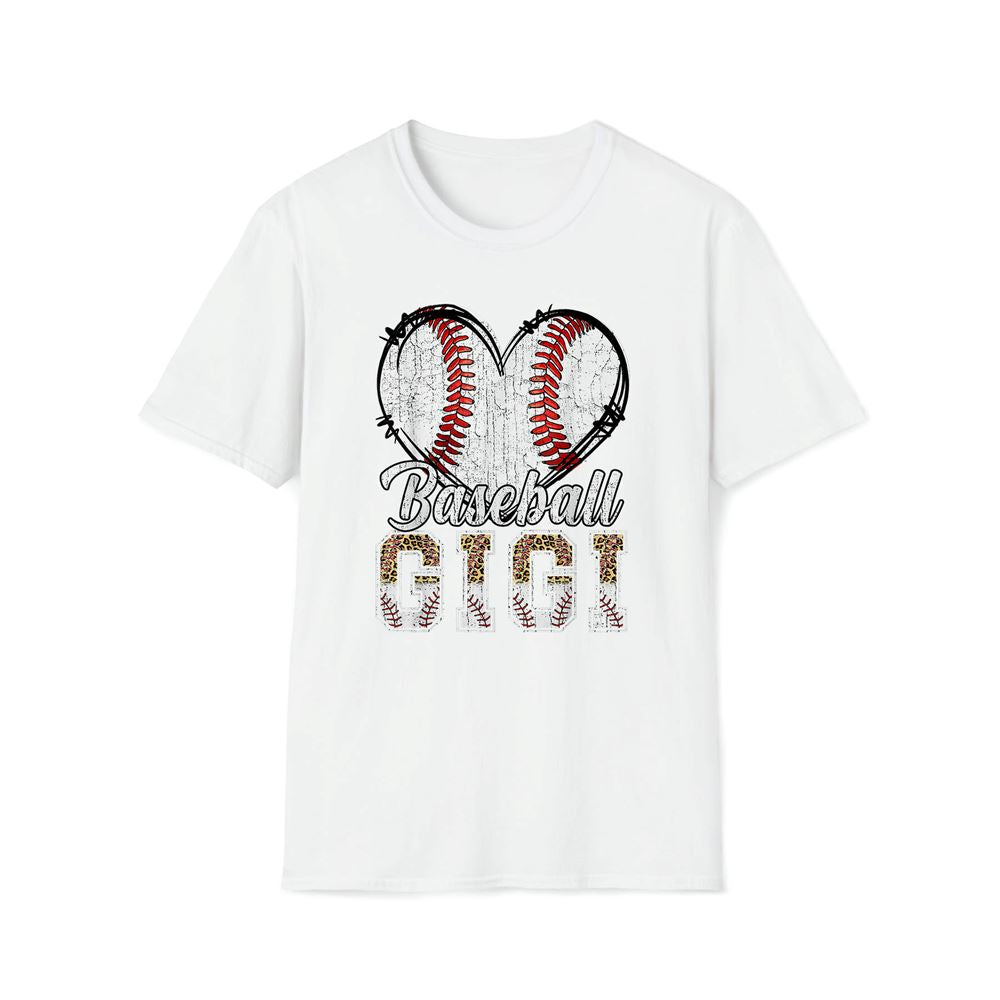 Softball Baseball Gigi Heart Leopard Print Mother's Day Premium T Shirt, Mother's Day Premium T Shirt, Mother's Day Gift, Mom Shirt