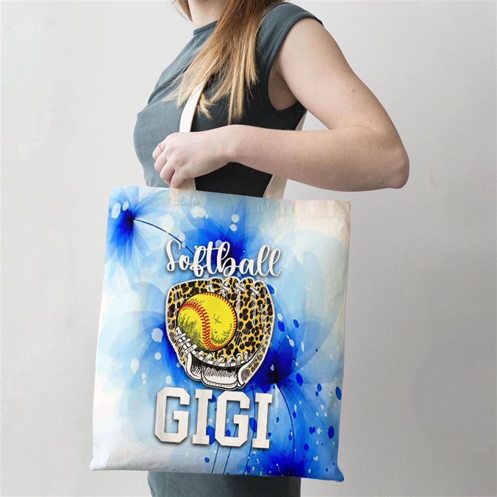 Softball Gigi Grandma Leopard Gigi Of A Softball Player Tote Bag, Women Tote Bag, Canvas Tote Bag, Printed Tote Bag
