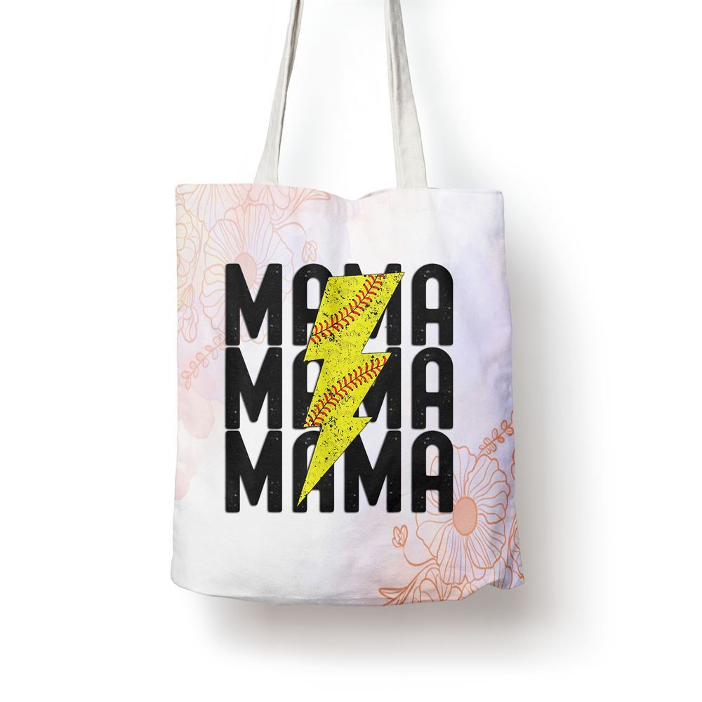 Softball Mama Lighting Softball Mothers Day Tote Bag, Women Tote Bag, Canvas Tote Bag, Printed Tote Bag