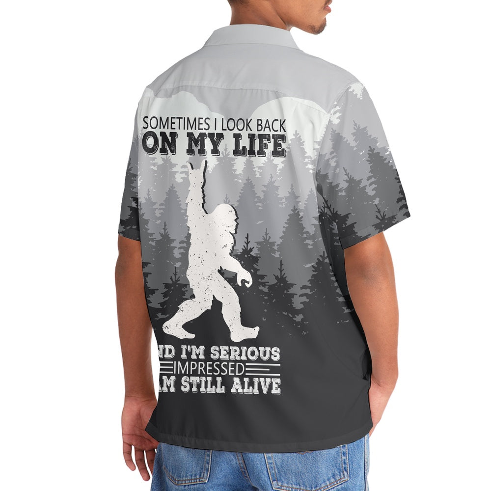 Sometimes I Look Back On My Life Funny Bigfoot Hawaiian Shirt, Funny Hawaiian Shirt, Cool Hawaiian Shirts, Best Hawaiian Shirts